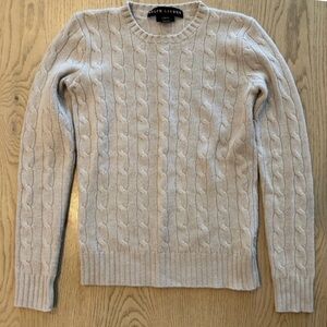 Ralph Lauren Black Label Cashmere Cable Knit Sweater Beige Crewneck XS